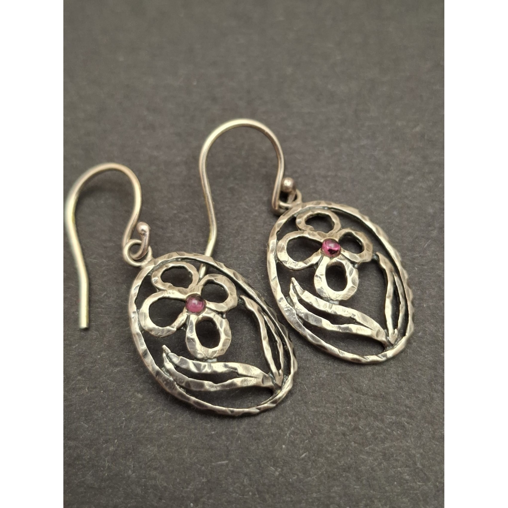 Vintage auskari ( sudrabs 925 / rubīns )